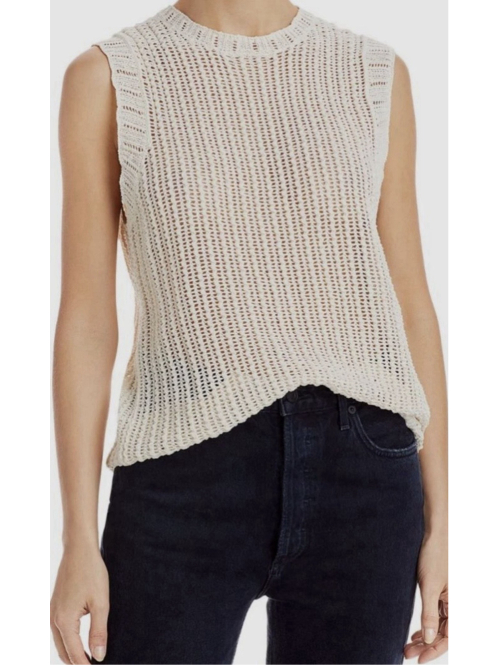$250 rag & bone Women's Ivory Riley Semi-Sheer Knit Tank Top Size XS